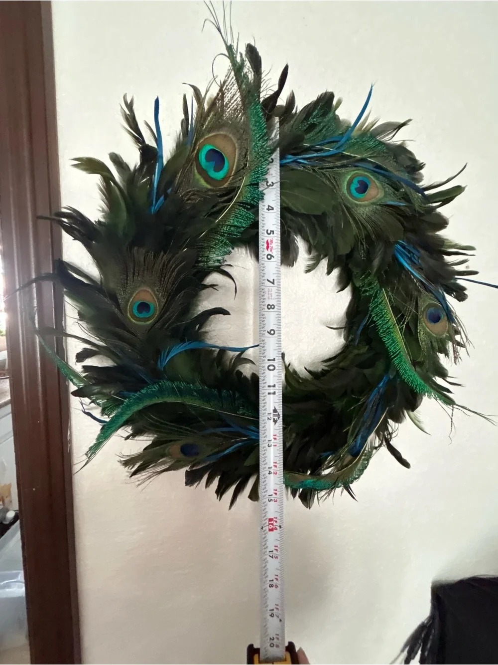 Peacock Feather Decorative Wreath - Green & Blue